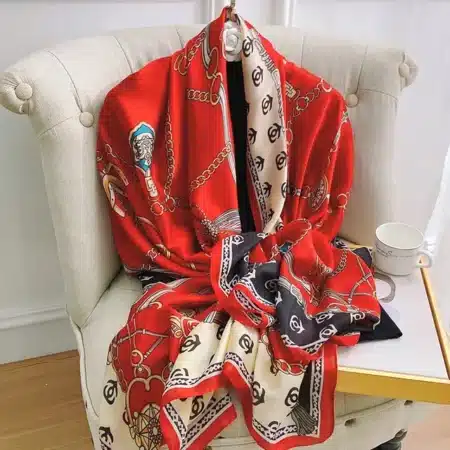 Grand foulard classicanto rouge de satin