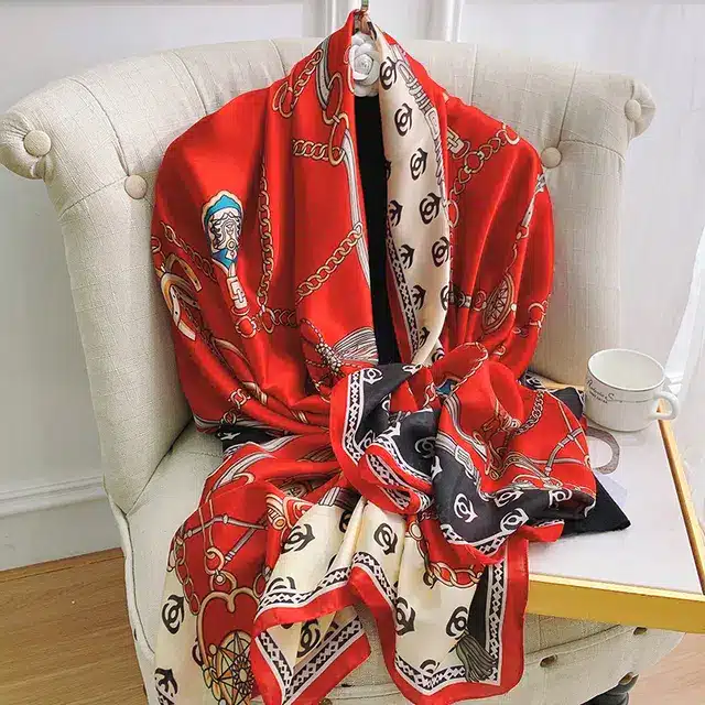 Grand foulard classicanto rouge de satin