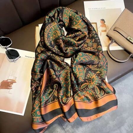 Grand foulard indiana émeraude de satin
