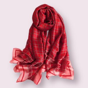 Grand foulard rouge brique de soie