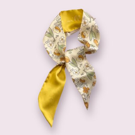 Mini foulard flower jaune cou sac ceinture