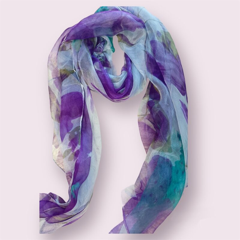 Foulard fleur de mousseline violet