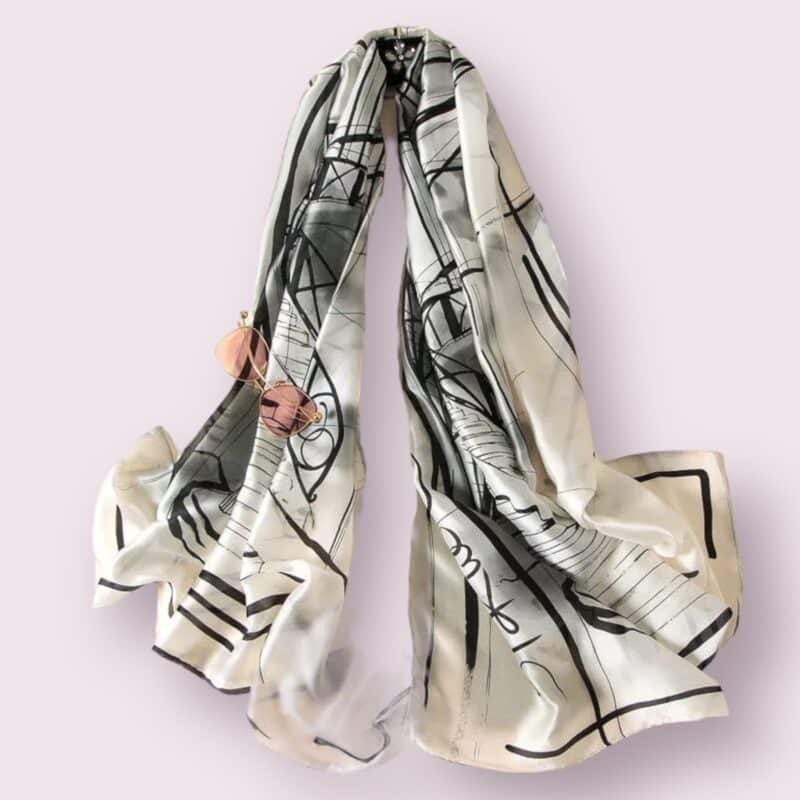 Grand foulard Signature gris de soie