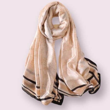 Grand foulard luxe beige en soie