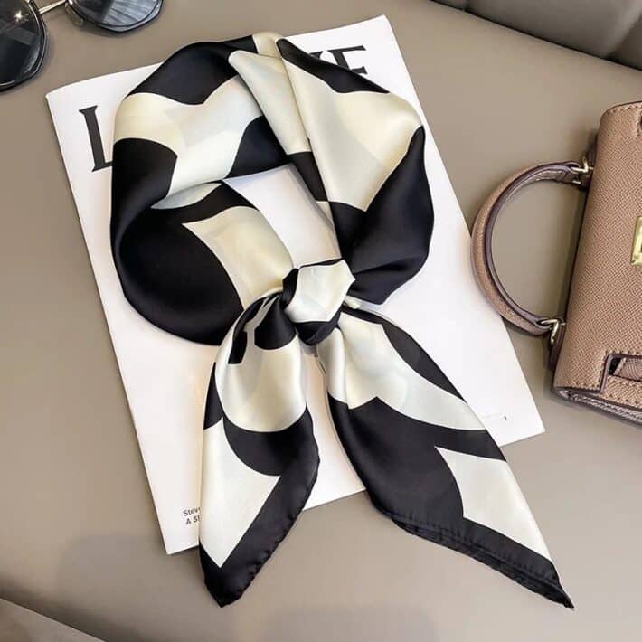 foulard fleur noir bandana ciel pour ceinture de sac tour de cou