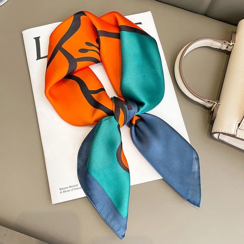 foulard fleur orange bandana ciel pour ceinture de sac tour de cou